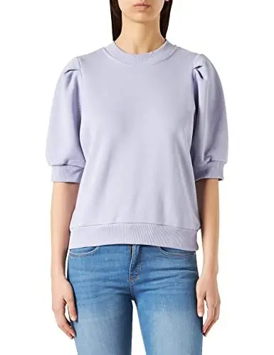 Produktbild: Minus Mika Crew Neck Halbe Puffärmel Sweat | Sweatshirt Damen In Violett | Frühling Pullover Für Damen | Größe M