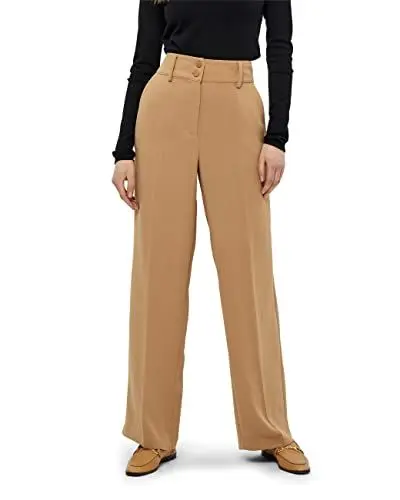 Produktbild: Minus New Ilsa Damen Hosen Größe 34 | Braun Hose Damen | Hosen Damen Hoch Tailliert & Breites Bein Keuchen | Damen Hose Elegant In Stylischem Business Look | Pants Mit Lockerer Passform