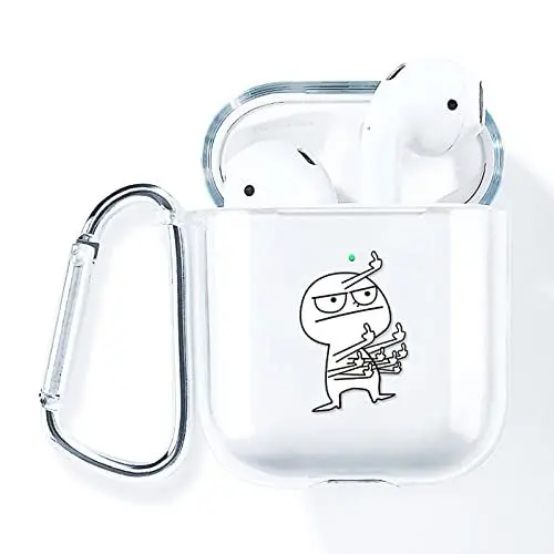 Produktbild: MINUUISCT AirPods 1&2 Hülle, Stoßfestes TPU-Schutzhüllen-Set mit Schlüsselanhänger & LED-Anzeige – Transparente, Schlanke Schutzhülle Kompatibel mit AirPods 1&2 Wireless Charging, für Männer/Frauen