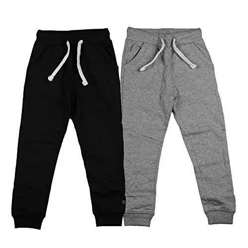 Produktbild: MINYMO Jungen Basic 36 -Sweat Pant (2-pack) Hose, Mehrfarbig (Dunkel Grau/Schwarz 193), 146 EU
