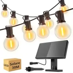 Produktbild: Miootly Solar Lichterkette Aussen LED, 30M IP65 Wasserdicht Lichterkette Außen Solar mit 50+2 Lampen, Wetterfest Solar Lichterkette Outdoor für Garten, Terrasse, Hof, Balkon, Zaun, Warmweiß