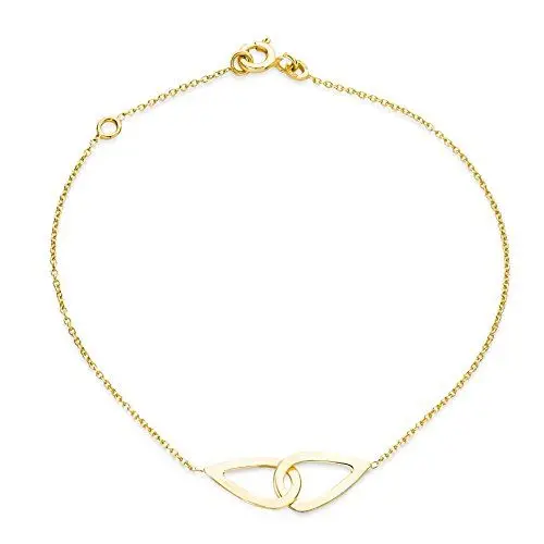 Produktbild: Miore Armband Damen Gliederarmband mit 2 verschlungenen Tropfen Armkette aus Gelbgold 9 Karat / 375 Gold Armschmuck 18 cm lang