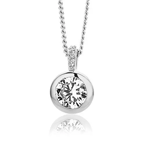 Produktbild: MIORE Damen Halskette | 925 Sterling Silber | mit 5 Zirkonias von 3,40 Karat | hautfreundliche Kette Silber, Panzerkette | Damen Schmuck vom Juwelier