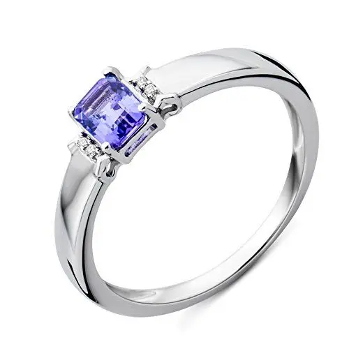 Produktbild: MIORE Ring Damen Weißgold 9 Karat / 375 Gold Tansanit mit Diamant Brillianten