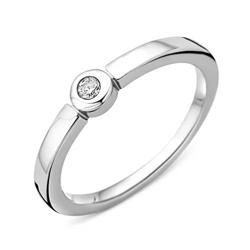 Produktbild: MIORE Solitär Damen Ring | Diamant Ring | 925 Sterling Silber | mit echtem Diamant von 0,05 Karat | hautfreundliche Verlobungsring Silber | Damen Schmuck vom Juwelier