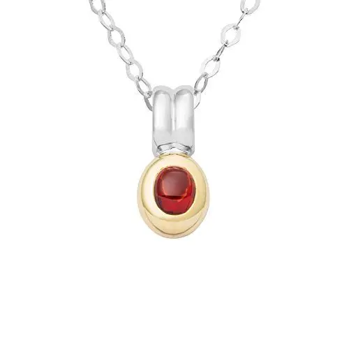 Produktbild: Miore Damen-Halskette 9 Karat (375) Weiß-/Gelbgold mit Granat Anhänger 45cm Kette MG9148N