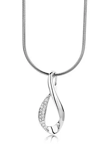 Produktbild: Miore Damen-Halskette mit Anhänger – Damen-Collier aus 925 Sterling-Silber Zirkonia Elementen – Halsschmuck 45cm lang, Silber