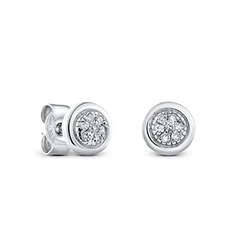 Produktbild: Miore Damen Ohrstecker 9 Karat – Dezente, elegante Ohrringe aus 375 Weißgold mit 14 weißen Diamanten mit 0,06 ct. – Ohrschmuck klein Ø 5,5 mm