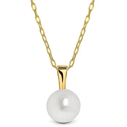 Produktbild: Miore Kette - Halskette Damen Kette Gelbgold 9 Karat / 375 Gold Süßwasserperle 45 cm