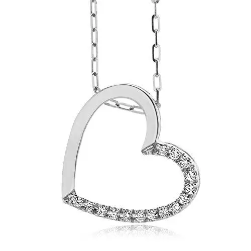 Produktbild: Miore Kette - Halskette Damen mit Herz 925 Sterling Silber Kette Diamant Brillianten 0.10 ct 45 cm