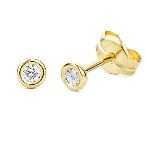 Produktbild: Miore Ohrringe Damen Ohrstecker Gelbgold 9 Karat/ 375 Gold Diamant Brillianten 0.10 ct ⌀ 4 mm