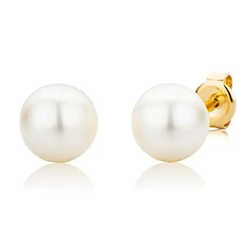 Produktbild: MIORE Schmuck, Perlen Ohrringe, Ohrstecker Damen, Ohrringe Gold 375 9 K Gelbgold, Damenohrringe mit Perlen, perlenohrringe, Ohrschmuck