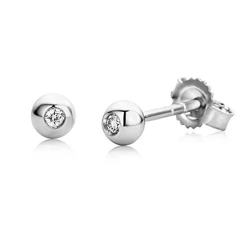 Produktbild: Miore Ohrringe Damen Ohrstecker Weißgold 18 Karat / 750 Gold Solitär Diamant Brillianten 0.03 ct