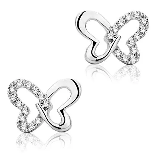 Produktbild: Miore Ohrringe Damen Schmetterling Weißgold 9 Karat / 375 Gold Ohrstecker Diamant Brillianten 0.04 ct