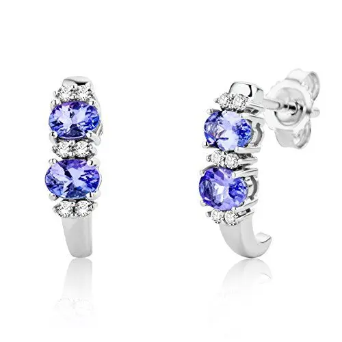 Produktbild: Miore Ohrringe Damen Weißgold 9 Karat / 375 Gold Ohrstecker Tansanit mit Diamant Brillianten