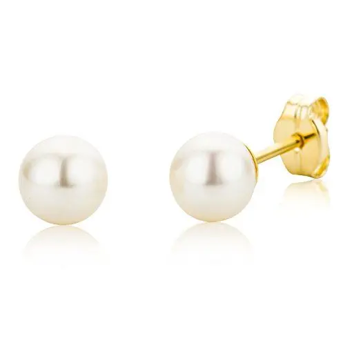Produktbild: Miore Ohrringe Damen klassische Perlen Ohrstecker mit Weiße Süßwasserperlen 5.5 mm aus Gelbgold 9 Karat / 375 Gold, Ohrschmuck