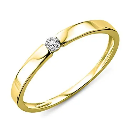 Produktbild: MIORE Ring Damen 0.05 Ct Solitär Diamant Verlobungsring aus Gelbgold 9 Karat / 375 Gold, Schmuck