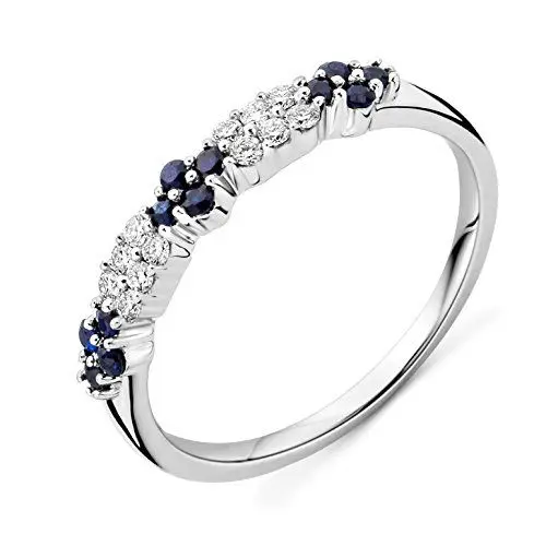 Produktbild: Miore Ring Damen Weißgold 9 Karat / 375 Gold Saphir Diamant Brillianten 0.12 ct