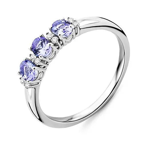 Produktbild: Miore Ring Damen Weißgold 9 Karat / 375 Gold Tansanit mit Diamant Brillianten