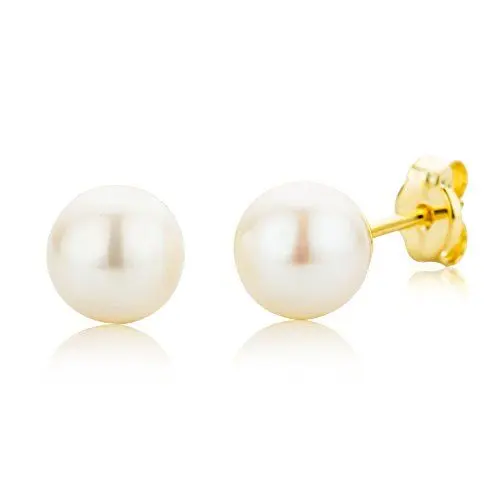 Produktbild: MIORE Schmuck, Perlen Ohrringe, Ohrstecker Damen, Ohrringe Gold 375 9 K Gelbgold, Damenohrringe mit Perlen, perlenohrringe, Ohrschmuck