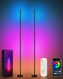 Produktbild: Miortior LED Stehlampe Wohnzimmer, 2PCS RGB Standleuchte Dimmbar mit Fernbedienung & App-Steuerung, Musik Sync, 16 Millionen Farben, 68 Szenenmodi, Ecklampe RGB für Wohnzimmer Schlafzimmer Gaming-Raum
