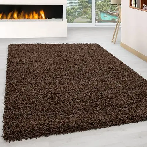 Produktbild: Miovani Hochflor Teppich 80x150 cm Braun - Besonders Weicher Shaggy in Vielen Farben & Größen für Dein Gemütliches Zuhause - Wohnzimmer & Schlafzimmer
