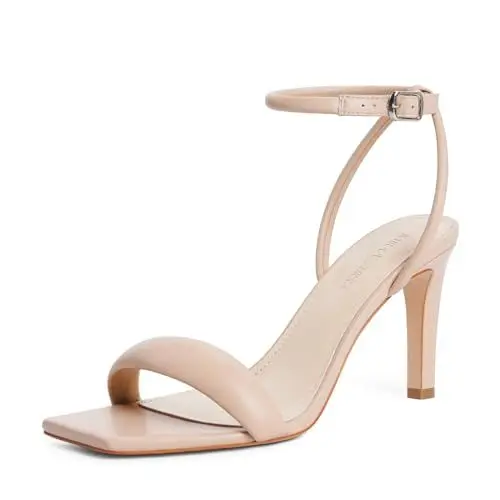 Produktbild: MIRAAZZURRA Damen Sandalen Riemchen High Heel Quadratische Offene Zehe Slingback Heel Sandalen with Ankle Strap für Kleider Party Schuhe Nackt 37