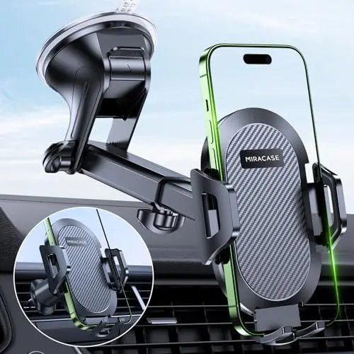 Produktbild: Miracase Handyhalterung Auto(Super stabil &Starker Saugnapf) Handyhalter Auto für Armaturenbrett Windschutzscheibe Lüftungsschlitze (4 in 1) KFZ Handyhalter mit iPhone Samsung Andere Smartphones