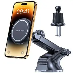 Produktbild: Miracase MagSafe Car Mount, (Upgraded Suction Cup) Magnetic Phone Holder for Dashboard/Windshield/Air Vent Mount Fits iPhone 15/14/13/12, Samsung and All Phones.