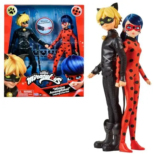 Produktbild: Bandai - Miraculous Ladybug - Pack mit 2 26 cm Gelenkpuppen - Schatulle Ladybug und Cat Noir - Miraculous Spielzeug Puppe - Kinderspielzeug ab 4 Jahren - P50365