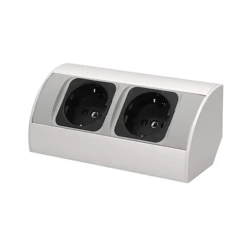 Produktbild: Miratic Ecksteckdose 2x2P+Z, Silber ohne Schuko
