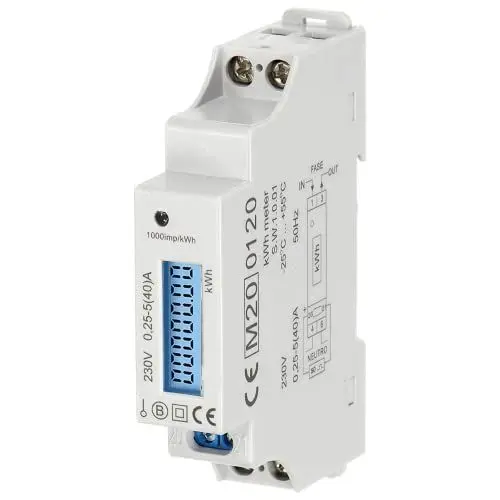 Produktbild: Miratic LCD Digitaler Wechselstromzähler Montage auf DIN-Schiene TH-35mm Stromzähler mit Hintergrundbeleuchtung 1-Phasen-Anzeige des Stromverbrauchs mit MID Zertifikat und Impulsausgang