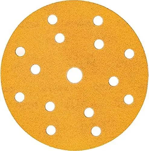 Produktbild: Mirka Gold Universal-Schleifpapier Ø 150mm Schleifscheiben Klett 15-Loch, Korn P400, 100 Stk/Zum Schleifen von Gips, Spachtel, Spanplatten, Holz, Lack