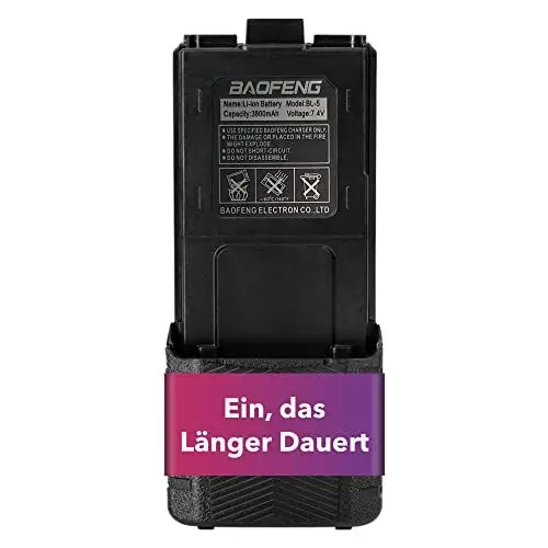 Produktbild: MIRKIT - BAOFENG Akku BL-5 L - 3800 mAh Li-Ion BAOFENG Erweiterte Akku kompatibel mit UV-mk5 BF-8HP UV-mk5X3 RD-mk5 UV-mk5TP UV-mk5+, UV-5X3 Zwei-Wege-Funkgeräte, Baofeng UV-5R
