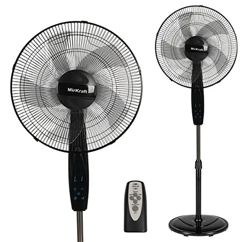 Produktbild: MirKraft® Standventilator mit Fernbedienung – Timer Standlüfter- 5 Flügel – 50 W – 3 Geschwindigkeitsstufen– LED-Anzeige – Schwarz
