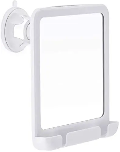 Produktbild: Mirrorvana Duschspiegel Antibeschlag mit Saugnapf, Rasierspiegel Dusche, Badspiegel Ohne Bohren, Spiegel für Dusche Rasieren Mit Rasiererhalterung, 20 x 18 cm (Weiß)