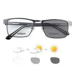 Produktbild: MIRYEA Photochrome Übergangs Fernbrille für Männer und Frauen Retro Myopie-Brille mit TR90-Rahmen Leichtes Brillen für Kurzsichtigkeit Schwarz Vollrahmen Antireflexionsschutz UV Schutz Sonnenbrille