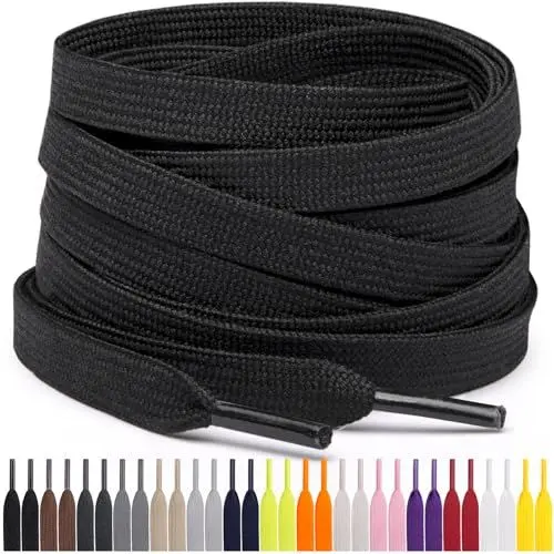 Produktbild: Miscly Flache Schnürsenkel, in verschiedenen Längen und Farben erhältlich (137 cm, Schwarz)