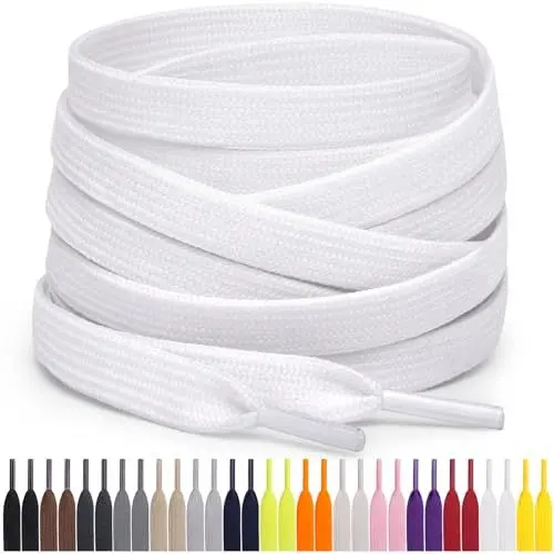Produktbild: Miscly Flache Schnürsenkel, in verschiedenen Längen und Farben erhältlich (91 cm, Weiß)