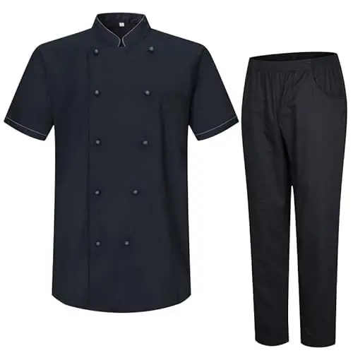 Produktbild: MISEMIYA - Kochjacke und -Hose für Herren – Kochjacke für Herren – Gastronomieuniform – 8501B-8312-5XL, Schwarz