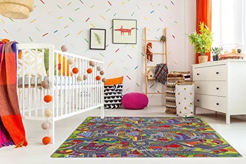 Produktbild: misento Kinderteppich Straßenteppich Spielunterlage Kinderzimmer Schadstoff geprüft 200 x 200 cm