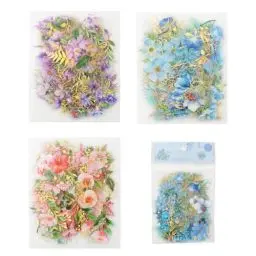 Produktbild: MisFun 120 Stücke Blumen Sticker Transparente Selbstklebende Scrapbooking Aufkleber PET Blumen Aufkleber Flower Stickers Blumenaufkleber für DIY Notizbuch Skizzenbuch Fotoalbum
