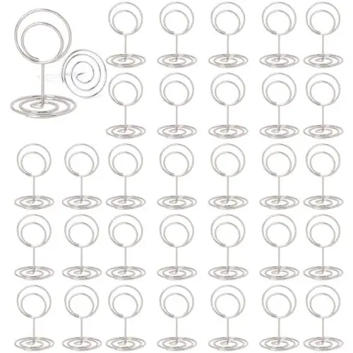 Produktbild: MisFun 30 Stück Tischkartenhalter, Fotohalter, Fotohalter mit Klammern, Memohalter , Tischkarten Halterung, Tischnummernhalter für Hochzeiten, für Hochzeiten, Jubiläen, Partys (Runden Silber)