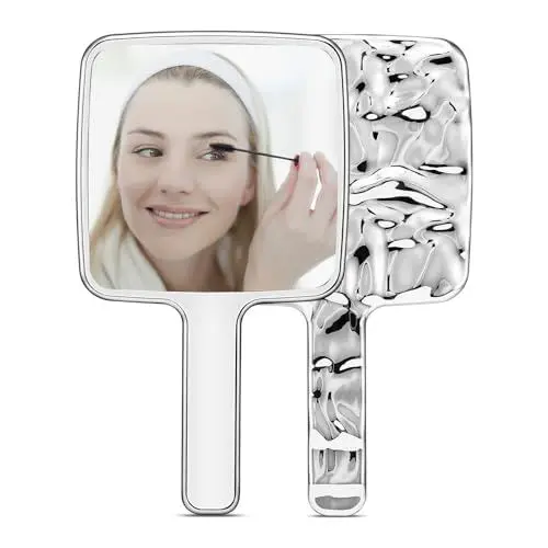 Produktbild: MisFun Handspiegel, Schminkspiegel, Spiegel Klein, Friseursalon Kosmetikspiegel, Rasierspiegel, für Friseur, Haare Schneiden, Rasieren, Makeup, Beauty und Gesichtspflege (Quadrat, 13x23CM)
