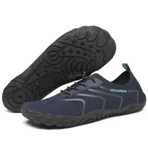 Produktbild: Mishansha Badeschuhe Herren Damen Aquaschuhe Atmungsaktiv Schnell Trocknend Sommer Schwimmschuhe Unisex Wasserschuhe für Outdoor Sports, Dunkelblau 44 EU