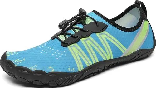Produktbild: Mishansha Badeschuhe Herren Damen Wasserschuhe Atmungsaktive Schnell Trocknend Schwimmschuhe rutschfeste Leicht Barfußschuhe fur Männer Frauen, Cerules Blau, 43 EU