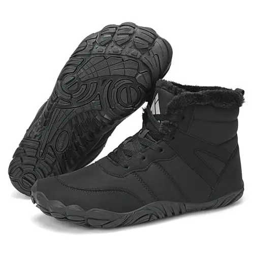 Produktbild: Mishansha Barfußschuhe Herren Winterschuhe Damen Warm Gefüttert Winterstiefel für Rutschfeste Fitnessschuhe Winter Outdoor Unisex Schwarz 41 EU