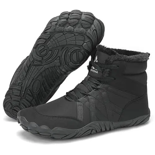 Produktbild: Mishansha Barfußschuhe Herren Winterschuhe Damen Warm Gefüttert Winterstiefel für Rutschfeste Fitnessschuhe Winter Outdoor Unisex Schwarzkohle 41 EU