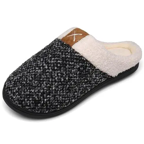 Produktbild: Mishansha Winter Hausschuhe Herren Gefüttert Pantoffeln Damen Warm Slippers Memory Foam Plüsch Weiß 46/47