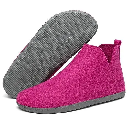 Produktbild: Mishansha Hausschuhe Damen Warme Pantoffeln Frauen Winter Filzpantoffeln Bequem Hüttenschuhe Drinnen Slipper Rutschfeste Hohe Filzschuhe Rosa, Gr.38 EU